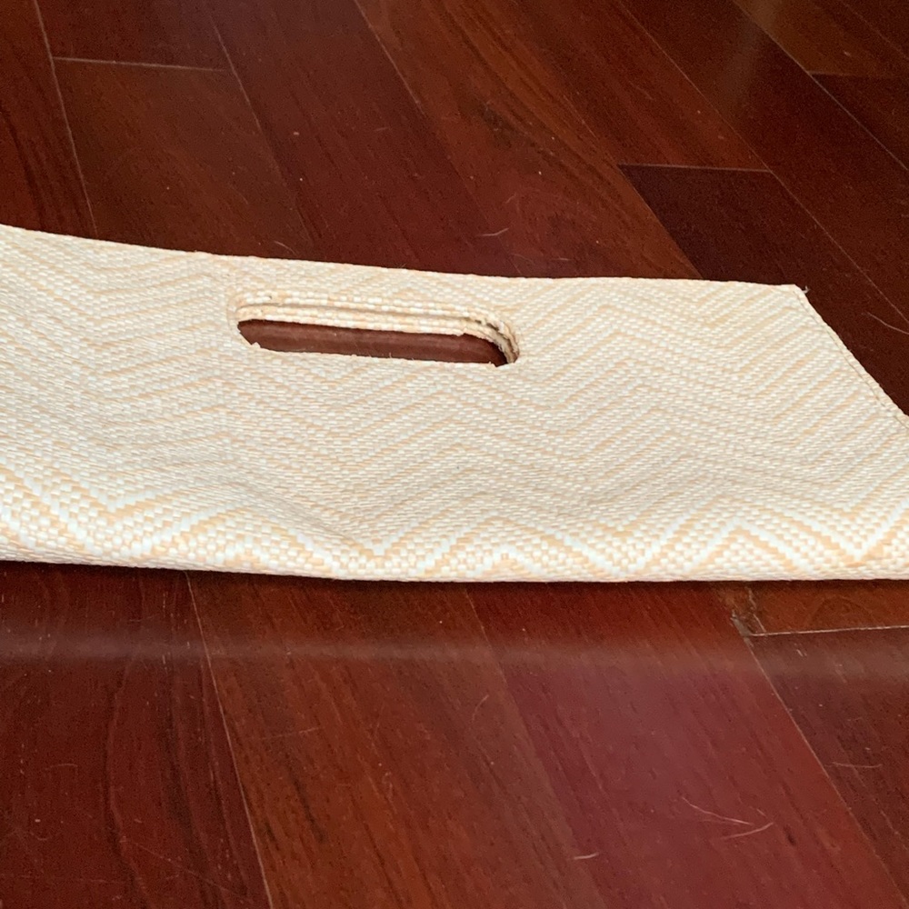 Giannini Clutch Handbag Woven Chevron Beige Structured Magnetic Snap Purse - Picture 6 of 8